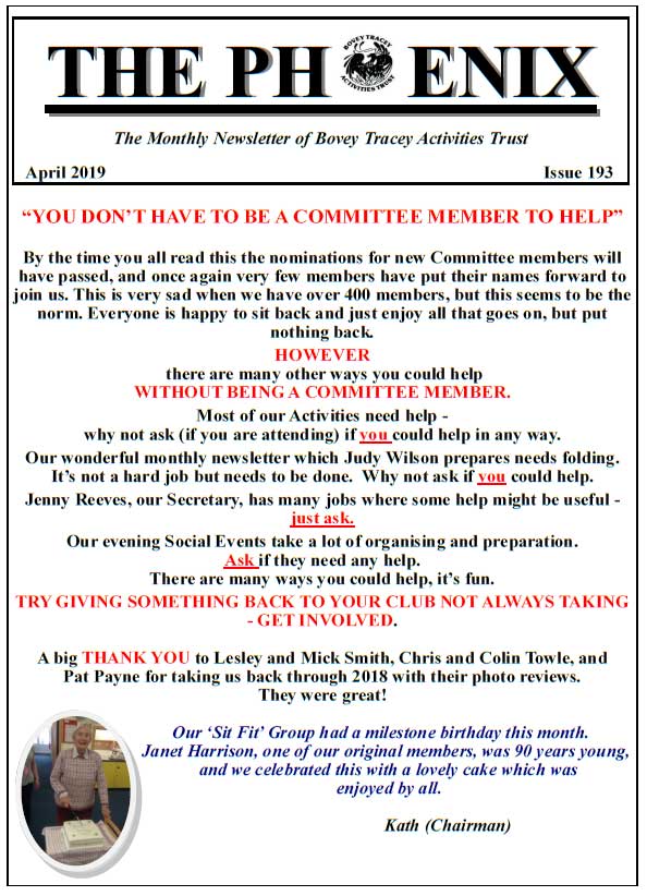 BTAT NEWSLETTER APRIL 2019 BTAT NEWSLETTER APRIL 2019